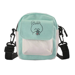 Cartoon Canvas Crossbody Bag Women's Small Zipper Shoulder Bag