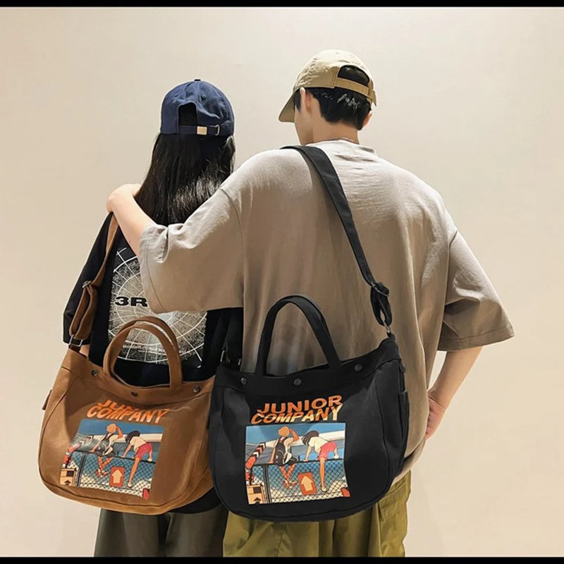 Cartoon Canvas Print Shoulder Bag Large Tote Ladies Casual Shopper Hand