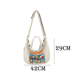Cartoon Canvas Print Shoulder Bag Large Tote Ladies Casual Shopper Hand