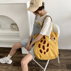 Embroidered Shoulder Bag Large Capacity Drawstring Tote Purse Handbags