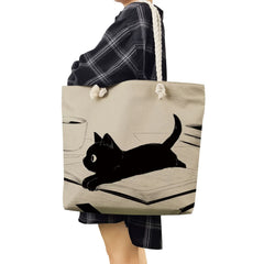 Cartoon Cat Handbags High Capacity Animal 3D Printed Tote Bag