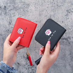 Cat Paws Tassel Student Female Purse Clutch Women Short Wallet
