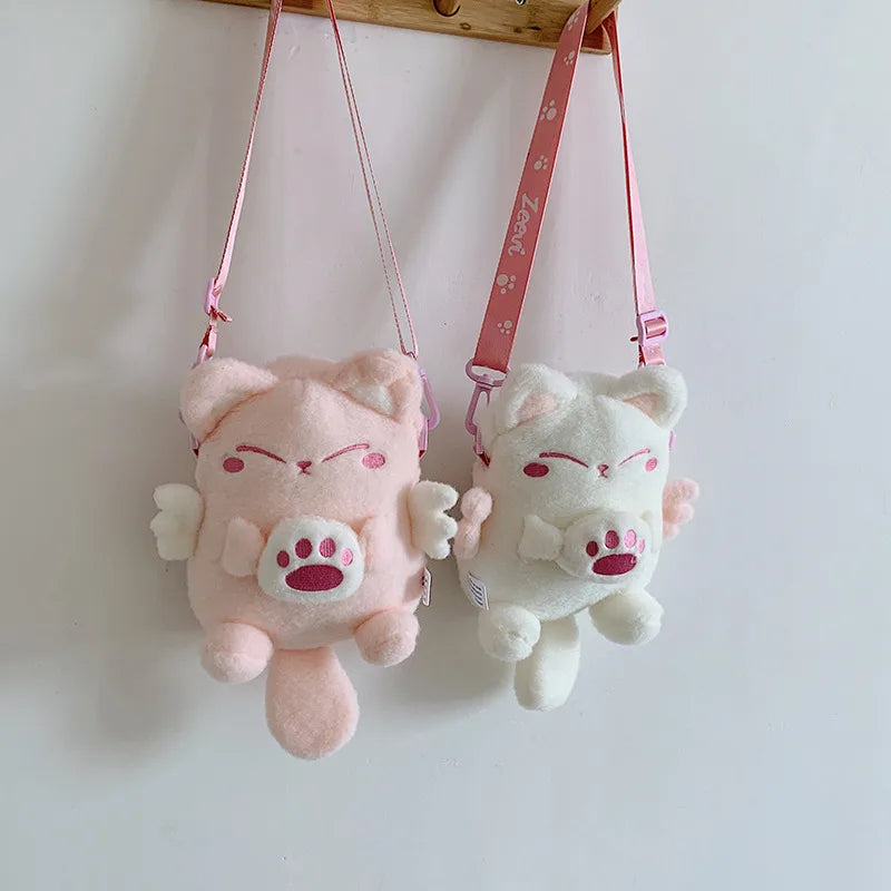 Cartoon Cat Plush Shoulder Bag Women Girl Messenger Bag