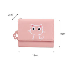 Cartoon Cat Tassel Student Female Purse Clutch Women Three-fold Short Wallet