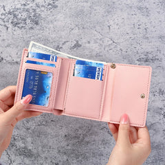 Cartoon Cat Tassel Student Female Purse Clutch Women Three-fold Short Wallet