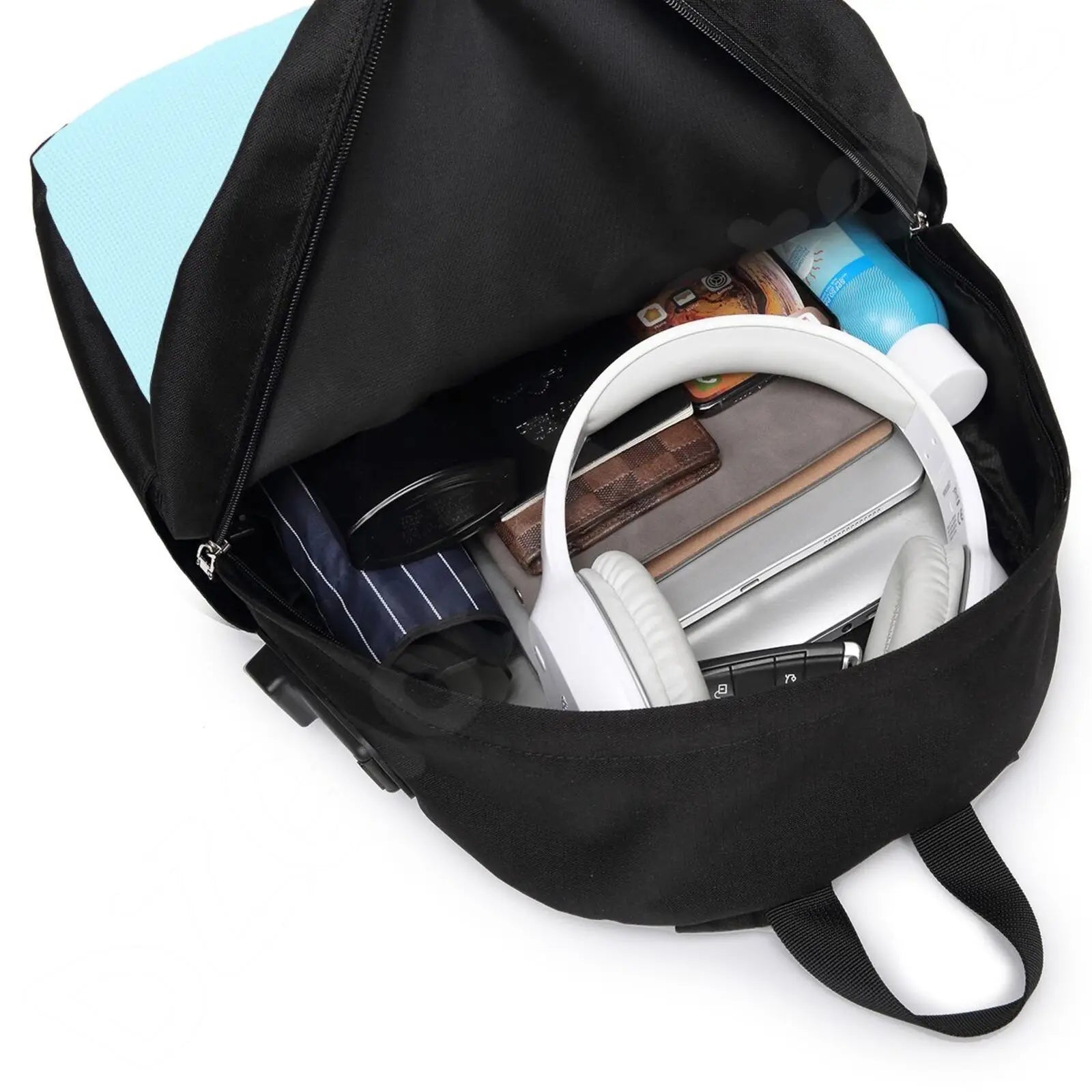 Colorful Cat Backpack Travel Laptop Bookbag USB Port School Bag