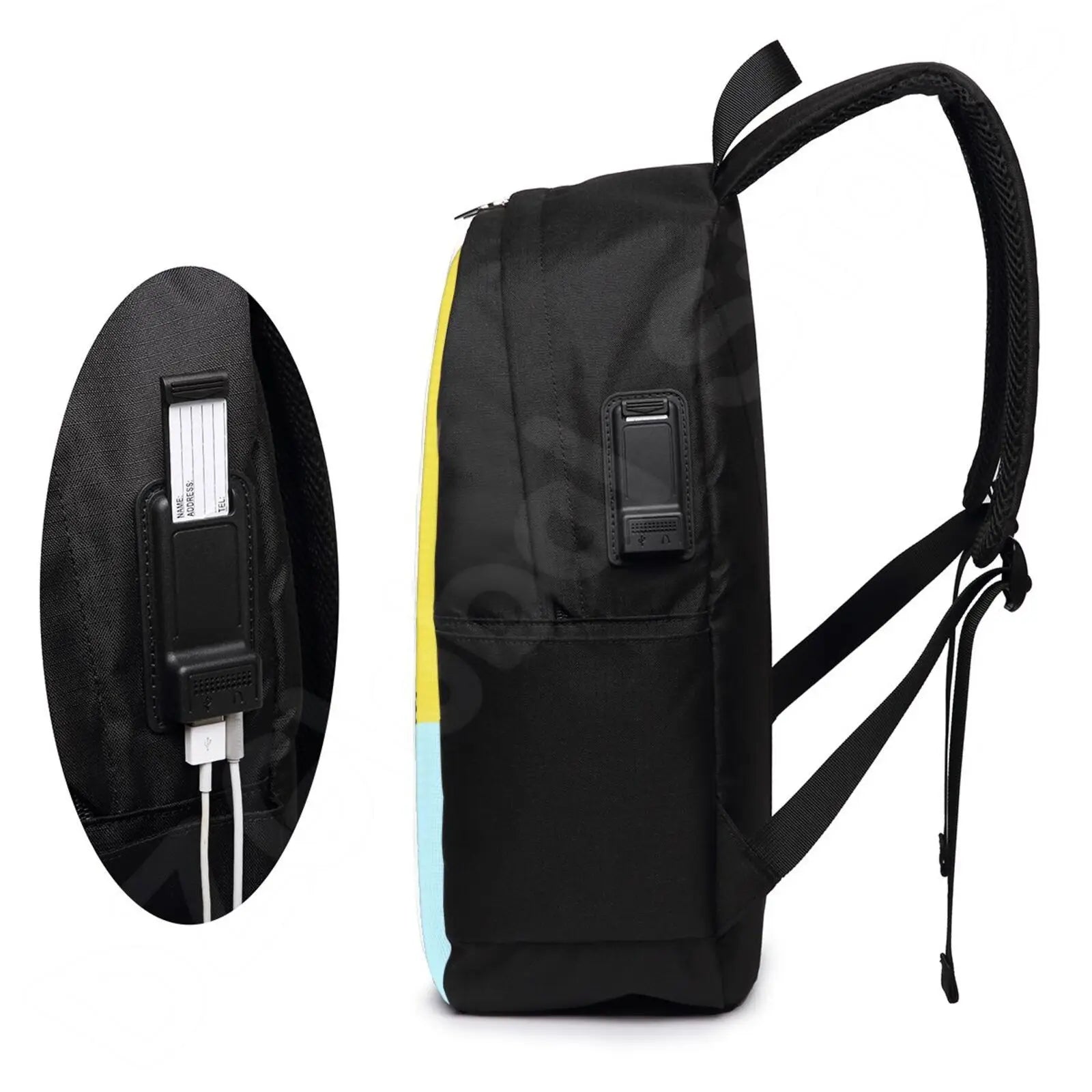 Colorful Cat Backpack Travel Laptop Bookbag USB Port School Bag
