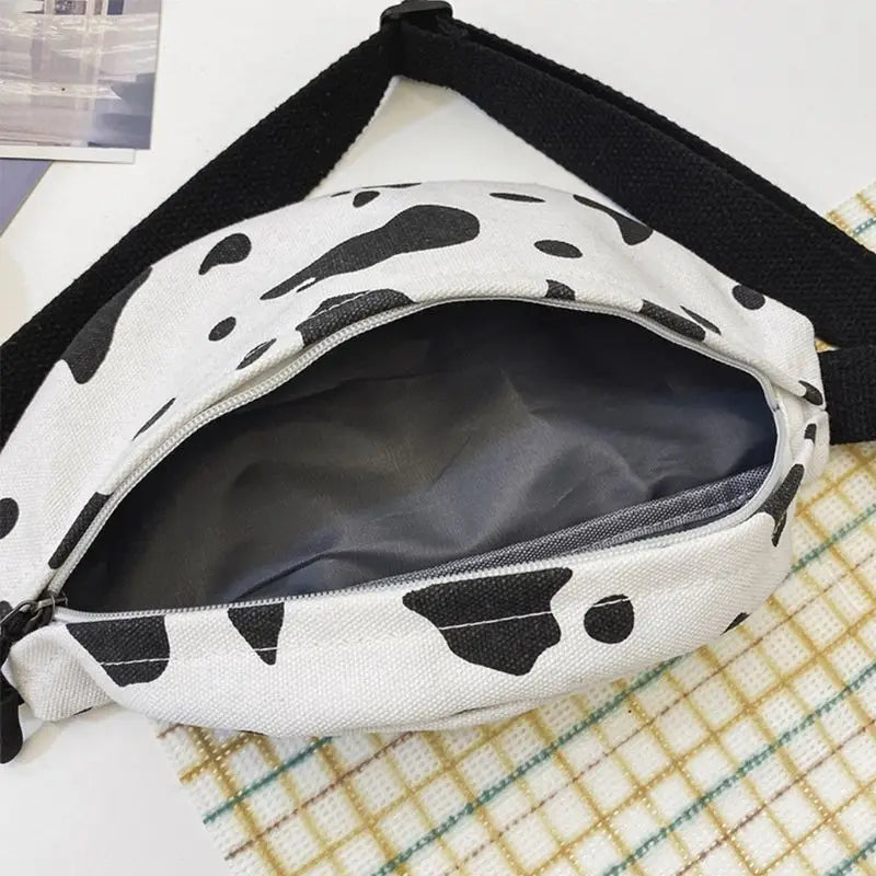 Cow Print Waist Fanny Pack Women Belt Bag Travel Hip Bum Canvas Purse