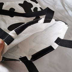 Cow Print Women Canvas Bag Large Capacity Shoulder Bag
