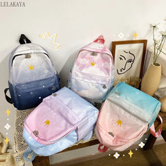 Cartoon Crown Gradient Backpack School Bags for Boys Girls Kids