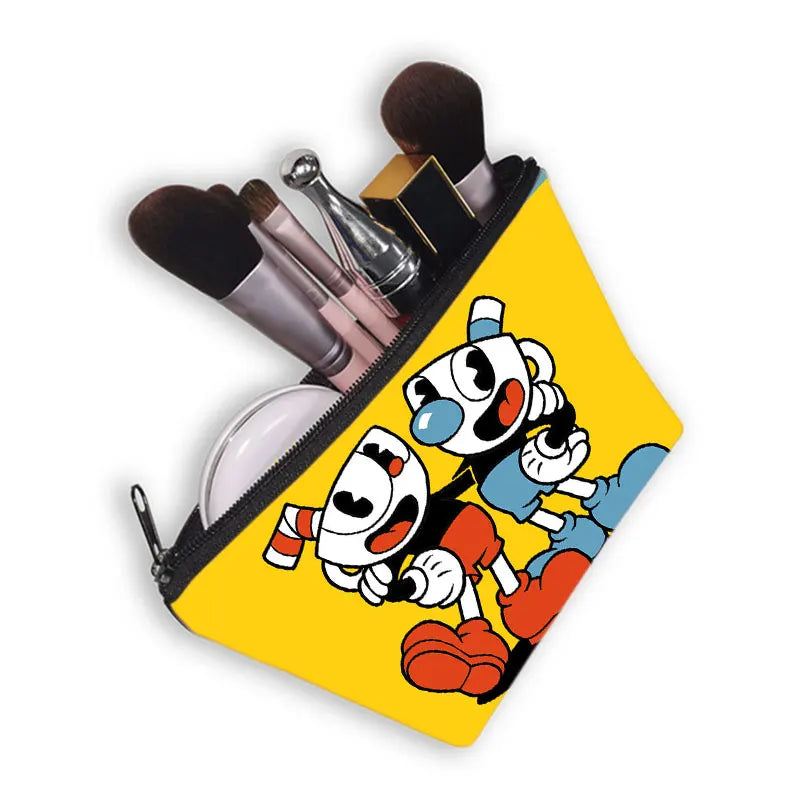 Cuphead/Mughead Print Cosmetic Case Women Makeup Bag Girls Cosmetic Bag