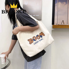 Cartoon Canvas Tote Bag Women's Korean-Style Handbag