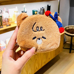 Cartoon Furry Clutch Coin Pouch Mini Wallet Purse Earphone Storage Bag Keyring