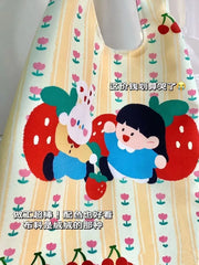 Girl Strawberry Cherry Bunny Tote Bag Crossbody Shoulder Bags