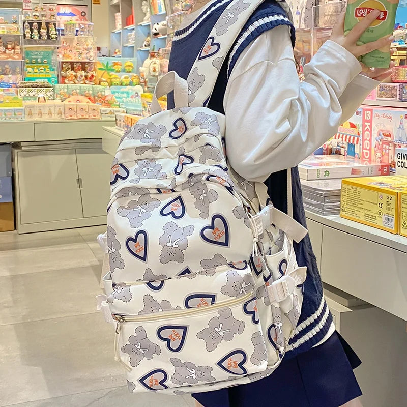 Cartoon Women Backpack Printing Lady College Laptop School Bag Female Waterproof