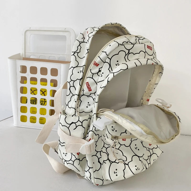 Cartoon Women Backpack Printing Lady College Laptop School Bag Female Waterproof