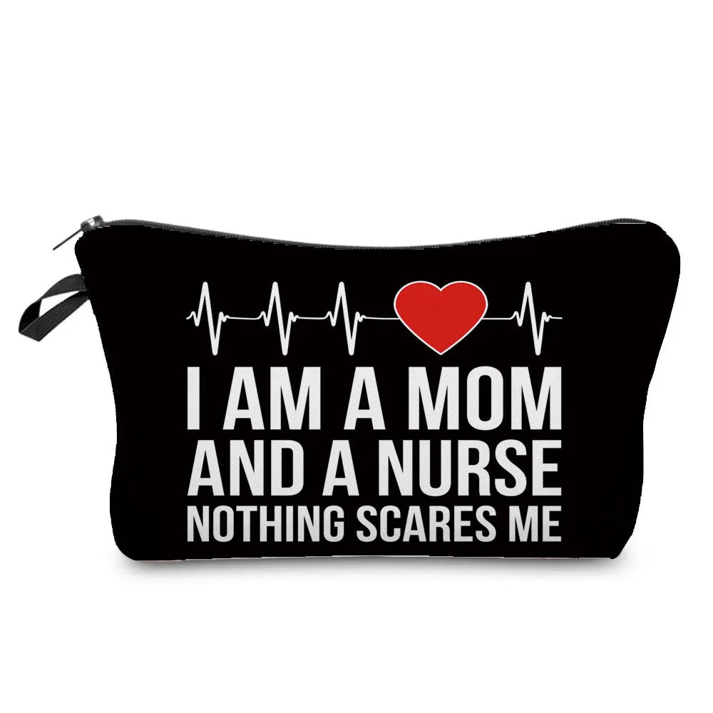 Cartoon Dentist Nurse Print Cosmetic Bags Makeup Bag Organizer