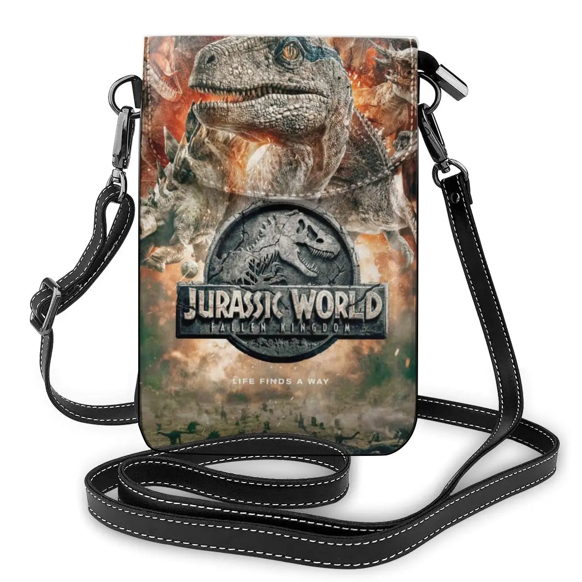 Dino Print Shoulder Bag Girls Leather Crossbody Purse