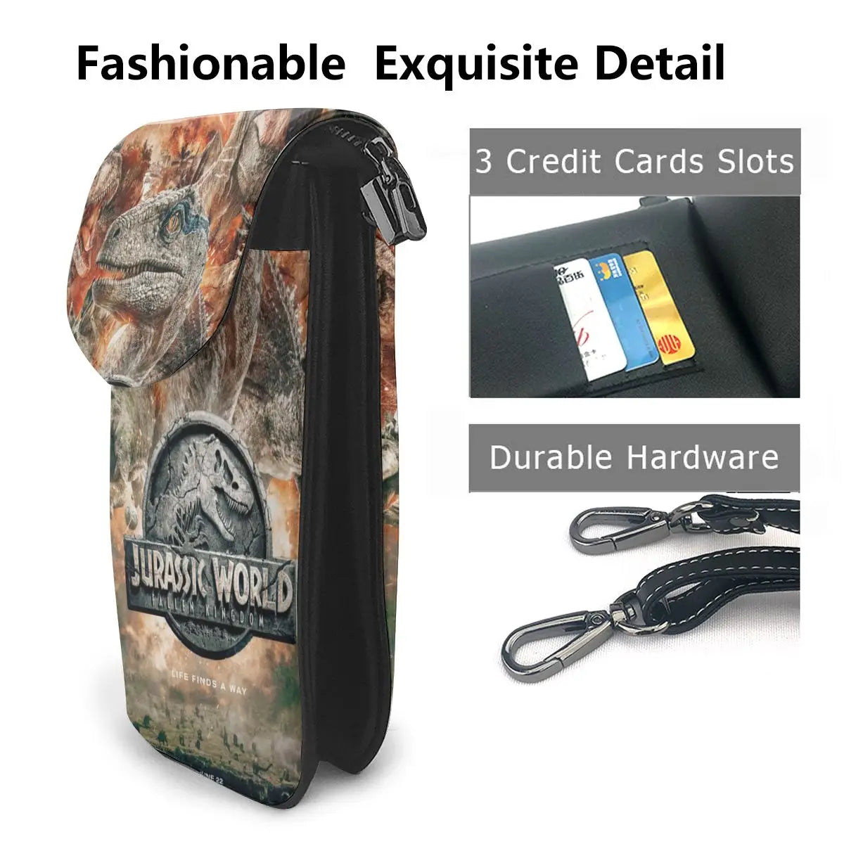 Dino Print Shoulder Bag Girls Leather Crossbody Purse