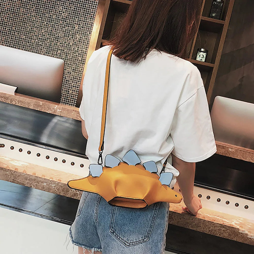 Dinosaur Shoulder Bag PU Leather Women Handbag Phone Holder Coin Purse