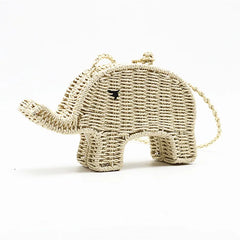 Elephant Straw Handbag Women's Beach Woven Mini Shoulder Messenger Bag