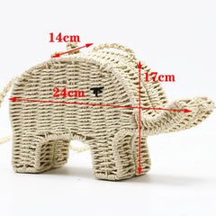 Elephant Straw Handbag Women's Beach Woven Mini Shoulder Messenger Bag