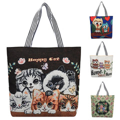 Cartoon Embroidered Print Canvas Bag Shoulder Straps for Men and Women