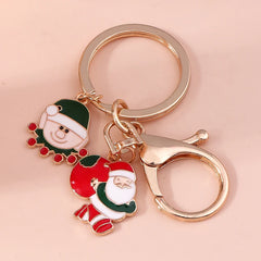 Enamel Christmas Tree Santa Keychain Handbag Charms Pendants