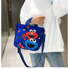 Sesame Street Canvas Women's Shoulder Bag - Large Capacity