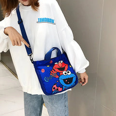 Sesame Street Canvas Women's Shoulder Bag - Large Capacity