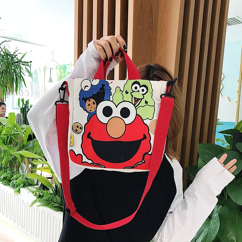 Sesame Street Canvas Women's Shoulder Bag - Large Capacity