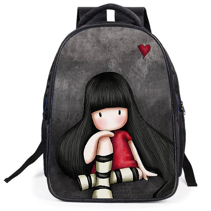 Anime Girl Print School Backpack Light Book Bag