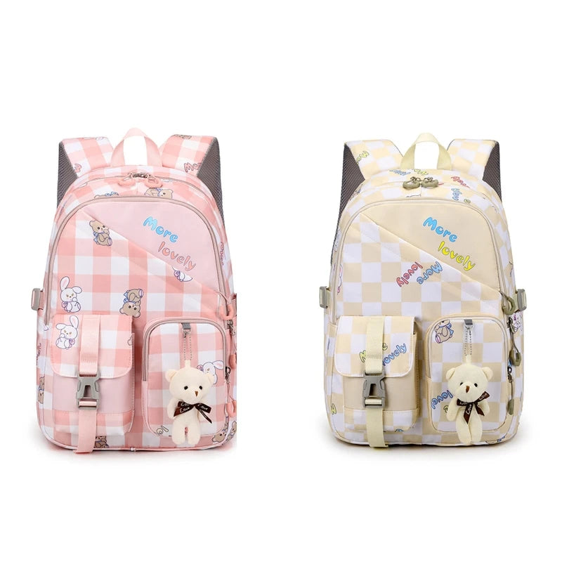 Cartoon Girl School Backpack Large Capacity Waterproof Nylon Station
