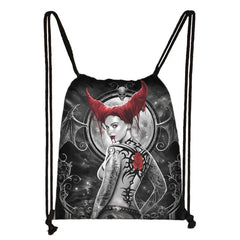 Gothic Girls Backpack Women Canvas Drawstring Bag