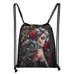 Gothic Girls Backpack Women Canvas Drawstring Bag