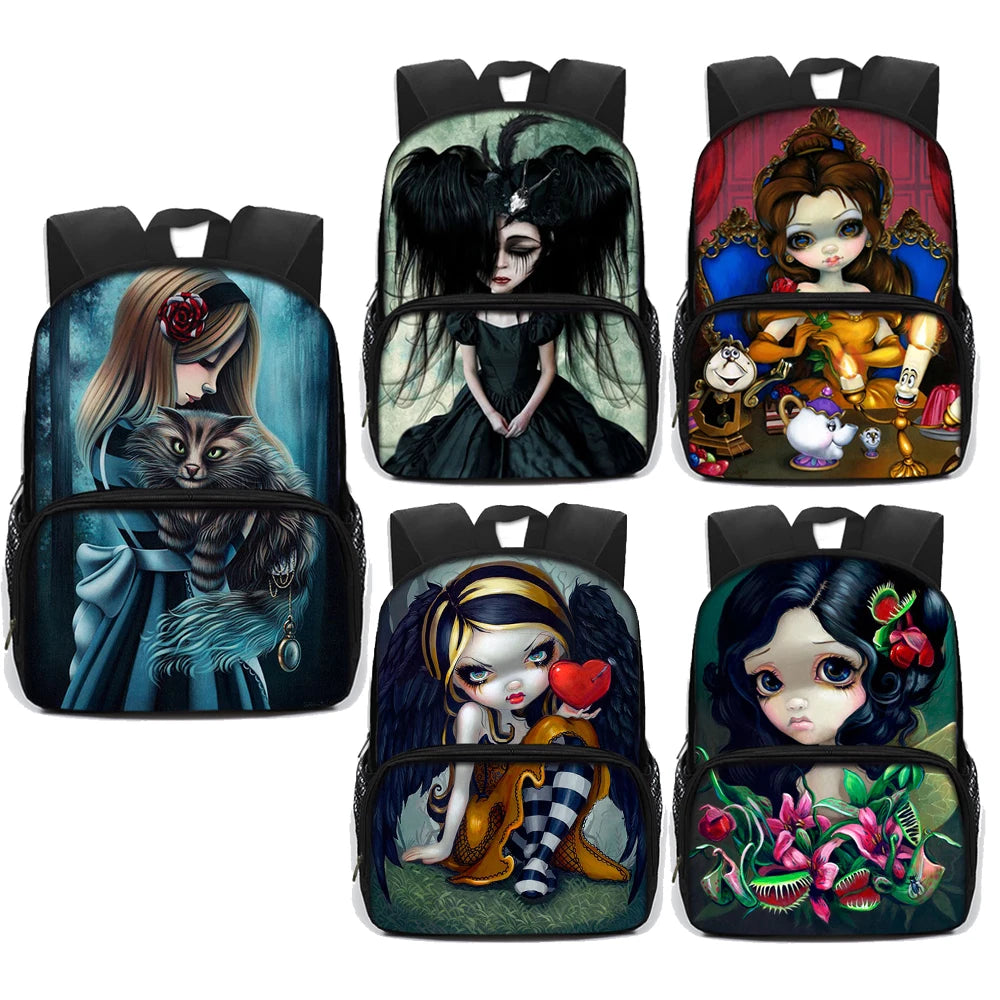 Gothic Girls Print School Bag for Kids Laptop Backpack Teens