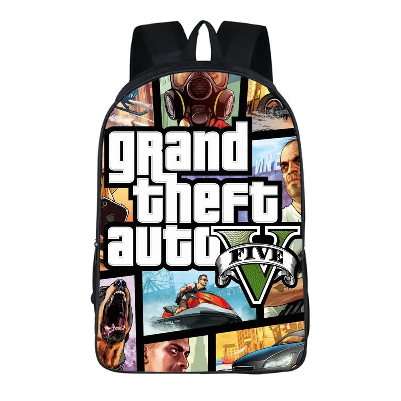 Cartoon GTA5 3D Backpack School Bag Book Bag