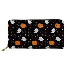 Halloween Ghost Pattern Long Wallet Zipper Clutch Bag