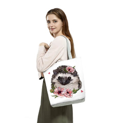 Hedgehog Flower Tote Bag Animal Handbags Women Shoulder Bag Eco Shopping Bag