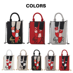 Cartoon High Heels Pattern Satchel Handbag for Women