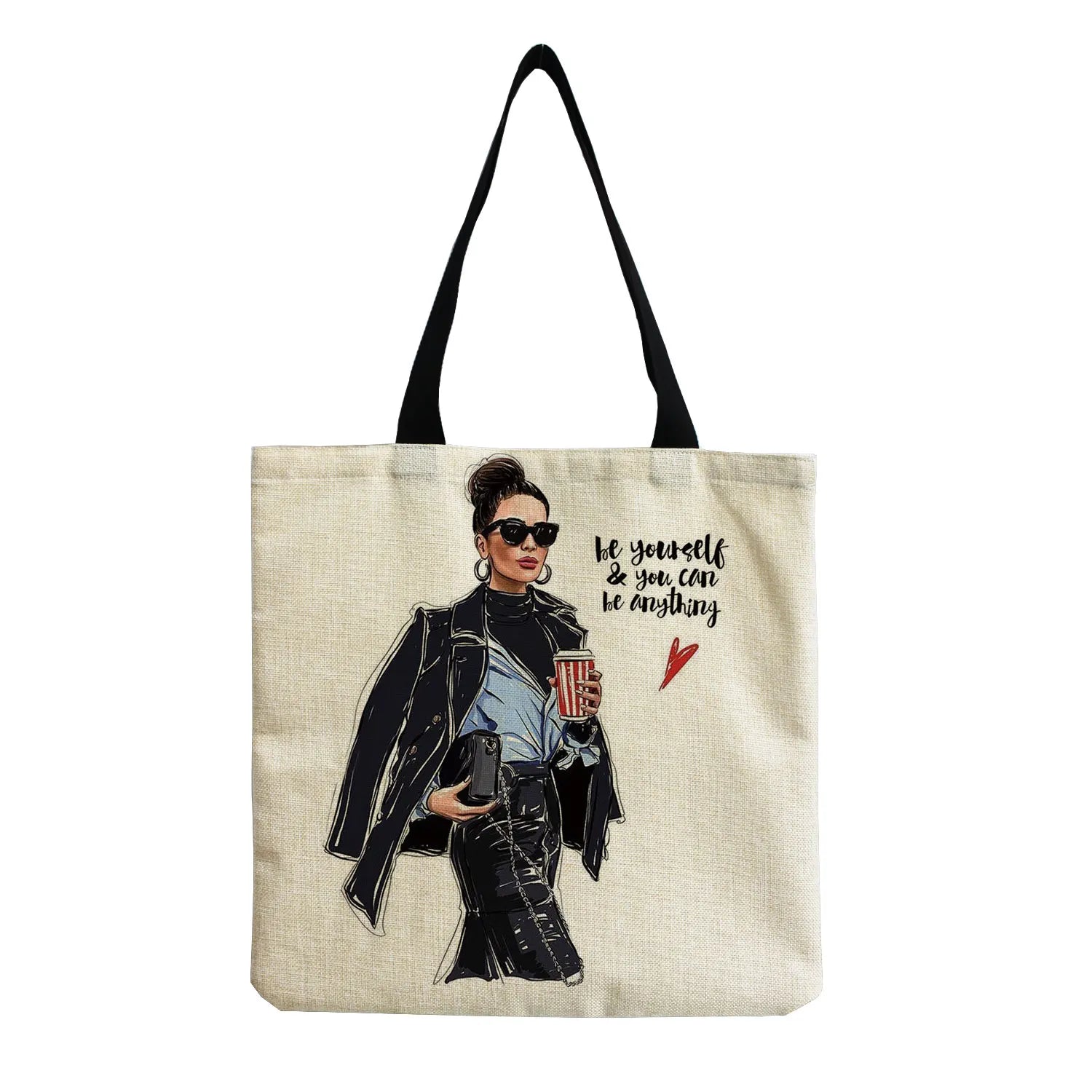 Hipster Urban Woman Print Tote Bag Customizable