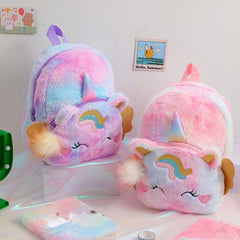 Cartoon Kids Mini Backpack Purse Plush School Bags for Girls