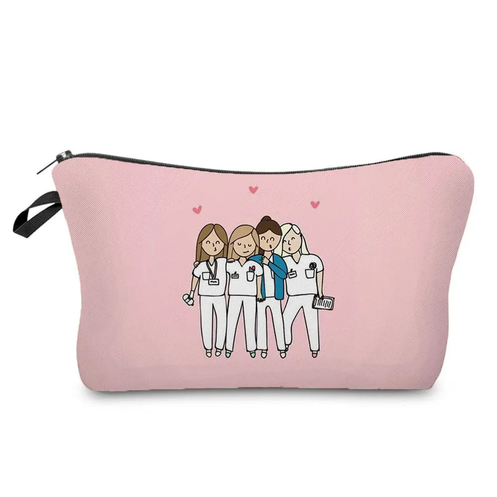 Nurse Printed Cosmetic Bag - Reusable Makeup Storage