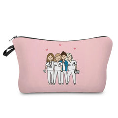 Nurse Printed Cosmetic Bag - Reusable Makeup Storage