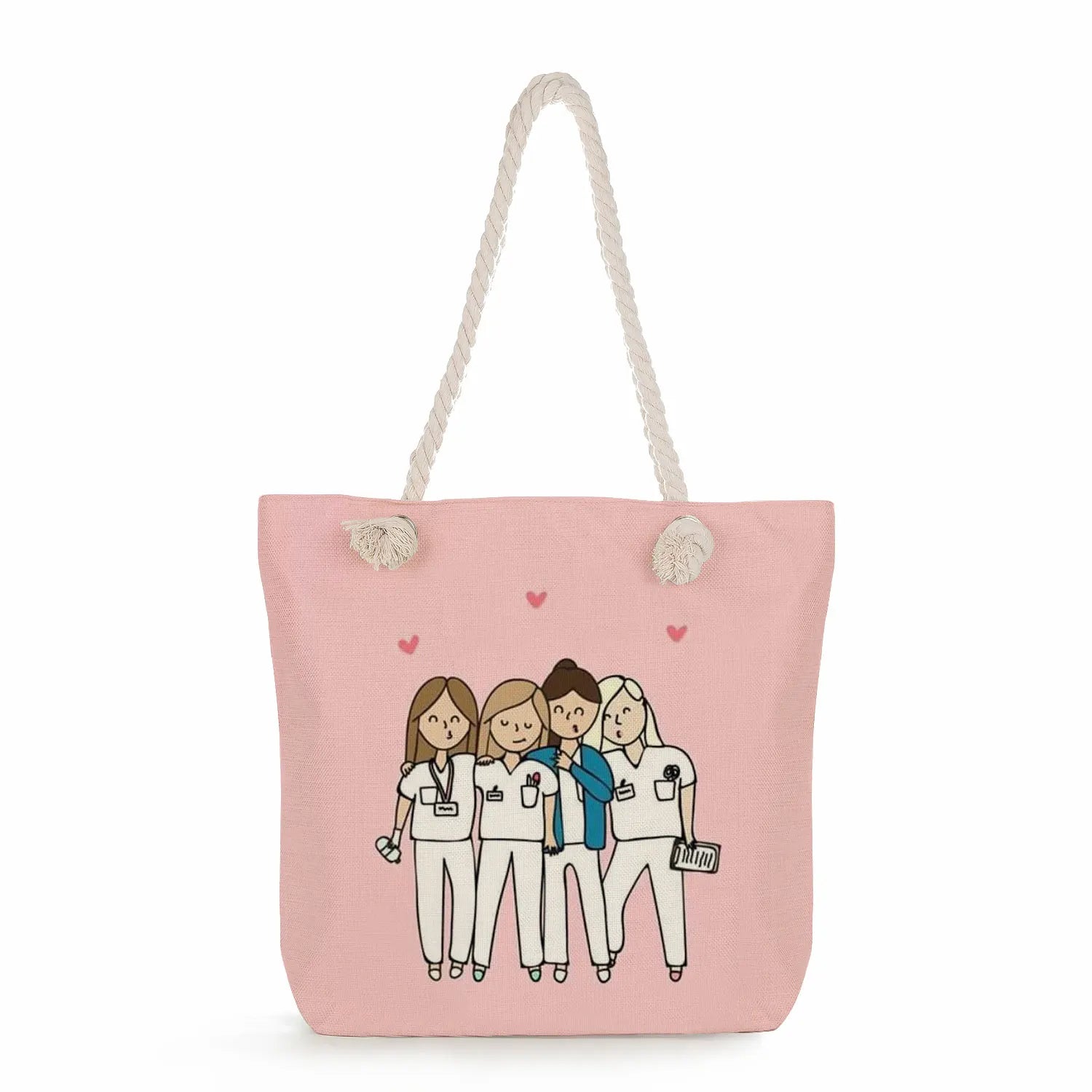 Nurse Printed Handbag High Capacity Women Shoulder Bag Eco Reusable Shopping Bag