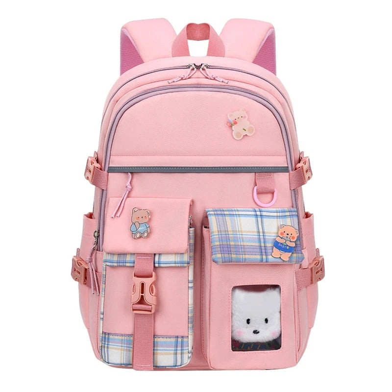 Cartoon Pocket Nylon Backpack Travel Rucksack Casual Daypack School Bag for Girl