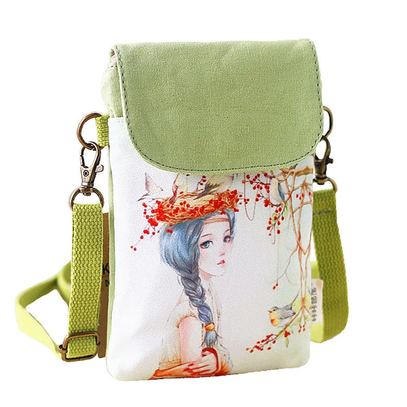 Totoro Shoulder Bag Manga Canvas Messenger Handbag Girls Mini Phone Pouch