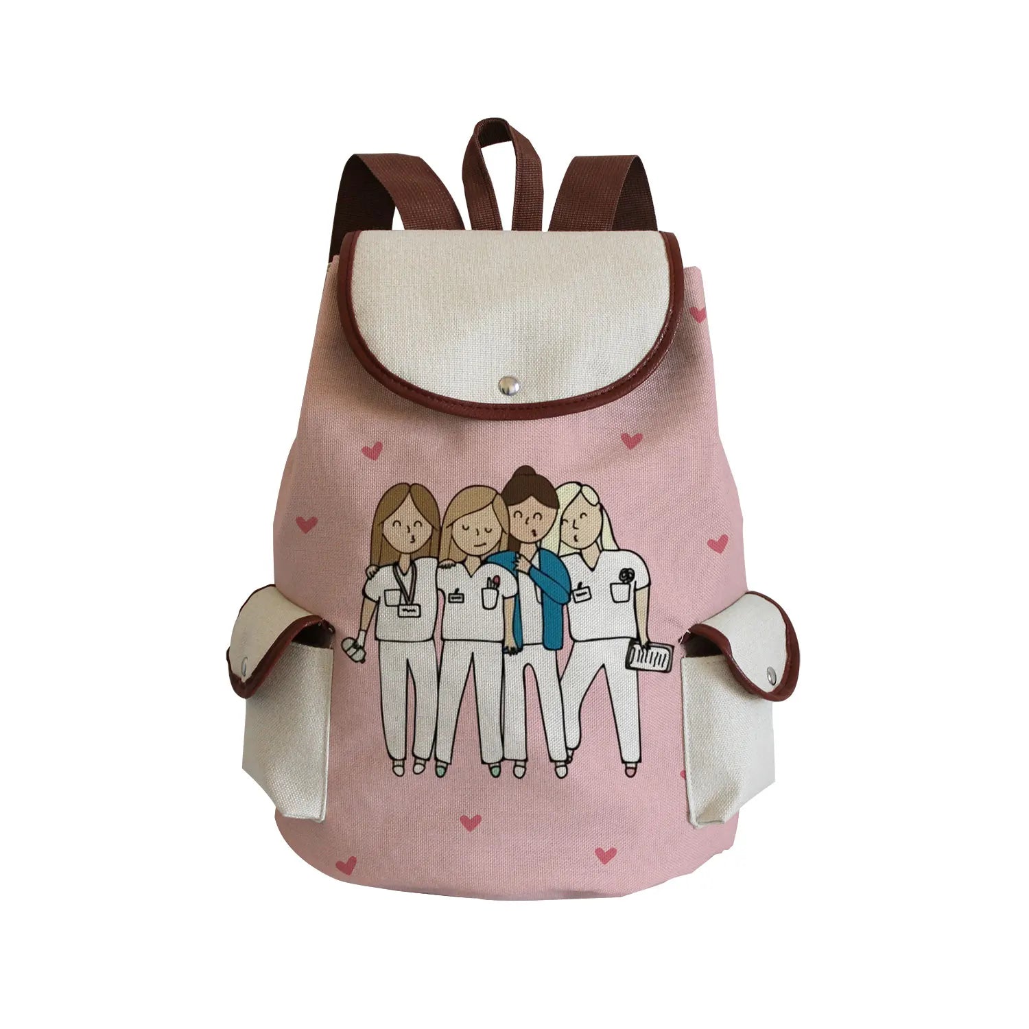 Cartoon Nurse Print Women's Backpack Large Capacity Portable Travel Outdoor Pack
