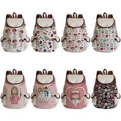 Cartoon Nurse Print Women's Backpack Large Capacity Portable Travel Outdoor Pack