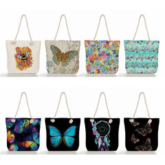 Butterfly Print Large Beach Tote Bag